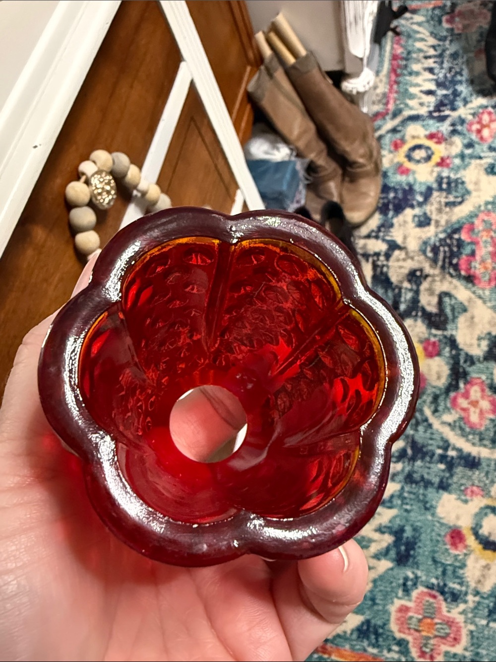 *SUNDAY SALE* Vintage Fenton hobnail fairy lamp ruby red - Picture 4 of 10